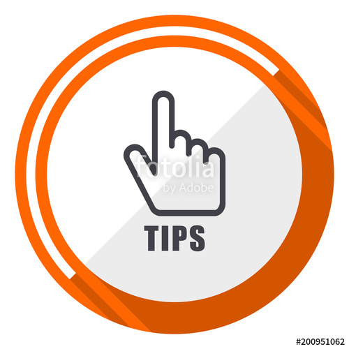 500x500 Tips Flat Design Orange Round Vector Icon Stock Image