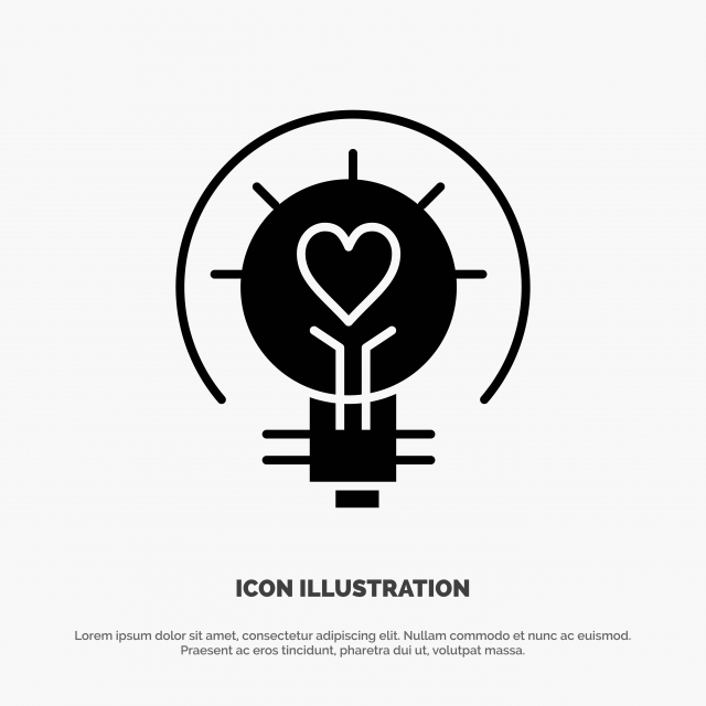 640x640 Bulb,valentine,light,light Bulb,tips Solid Glyph Icon Vector