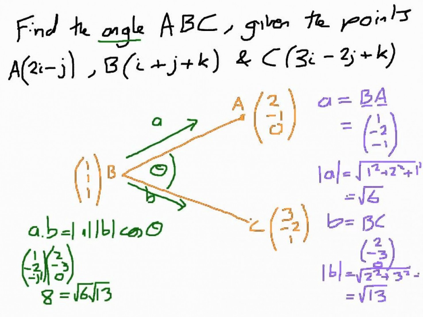 1473x1105 Direction Vectors Using Cosine Find Angle Between The Two