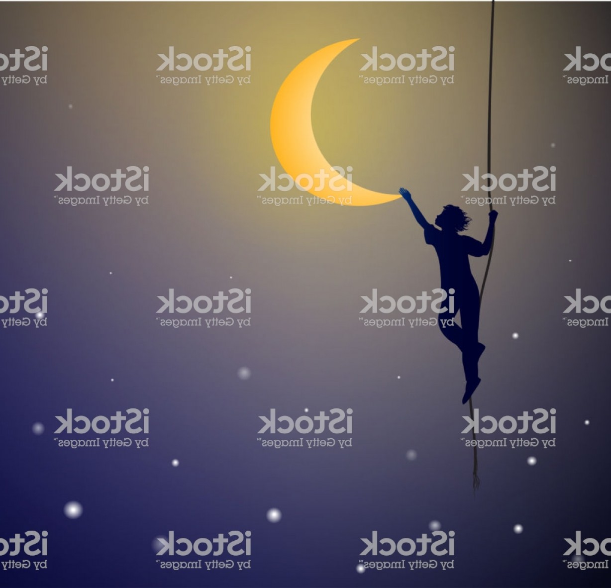 1228x1182 Boy Hanging On The Rope And Touching The Moon On The Heavens Dream