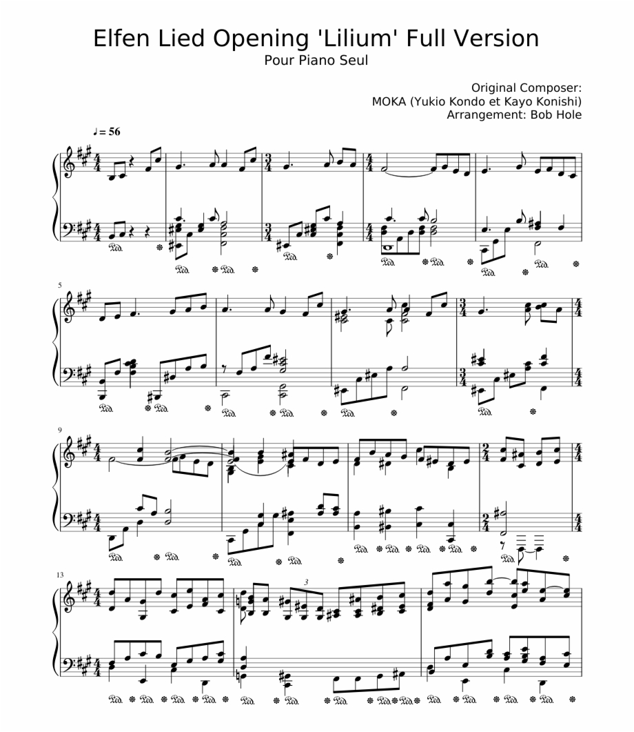 920x1061 Elfen Lied Opening 'lilium' Full Version Piano Tutorial