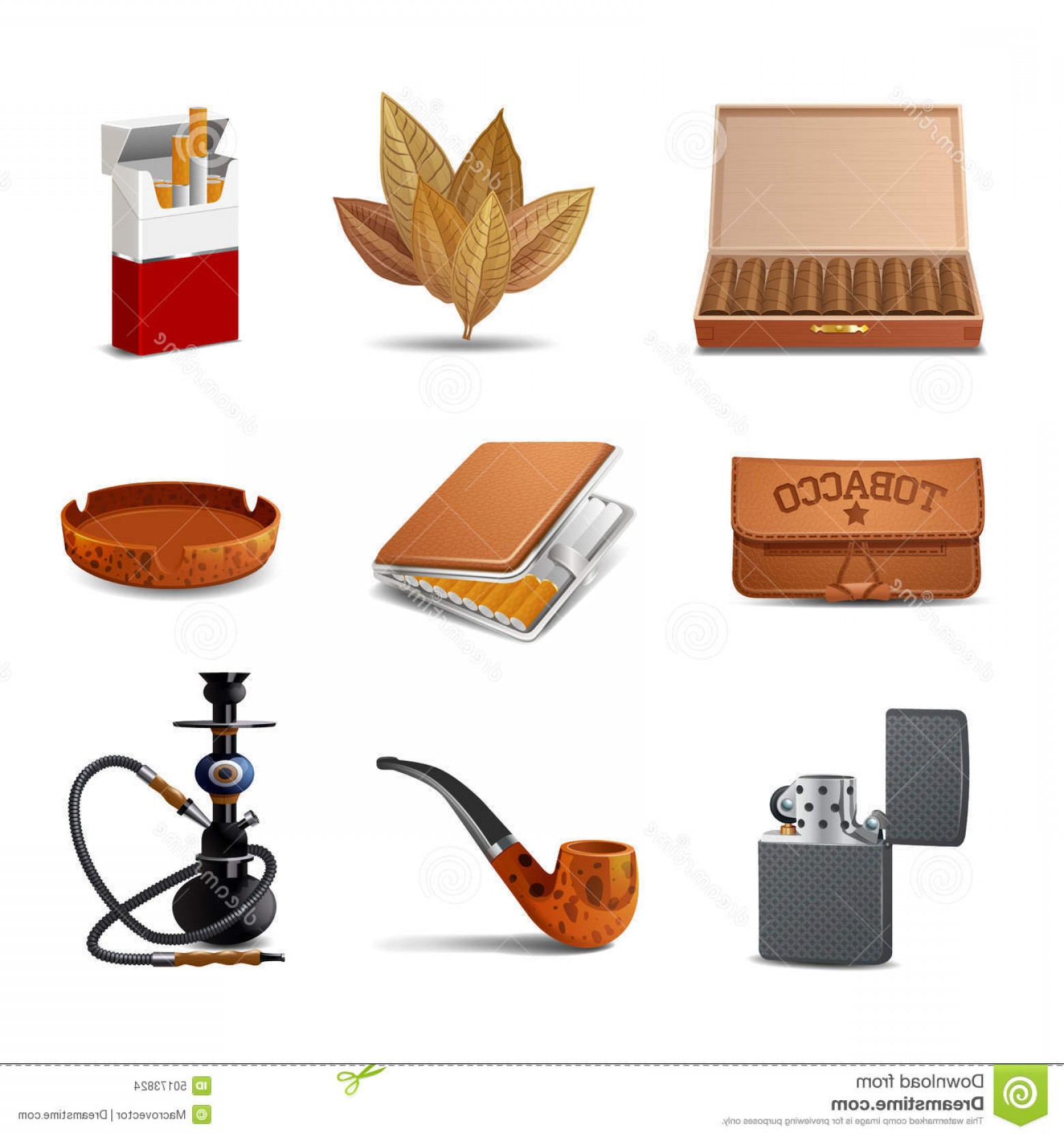 1560x1668 Stock Illustration Tobacco Icon Set Decorative Realistic Cigars