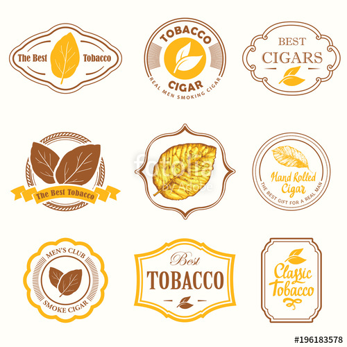 500x500 Vector Illustration With Logo And Labels Simple Symbols Tobacco