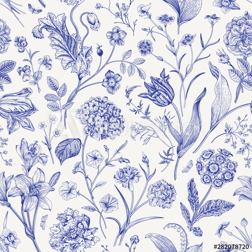 500x500 Seamless Vector Floral Pattern Classic Illustration Toile De