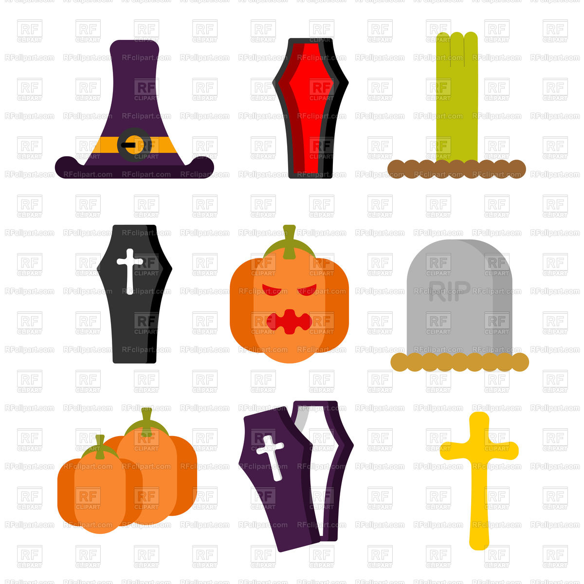 1200x1200 Halloween Set Of Icons Sign For Terrible Holiday Hat Witch