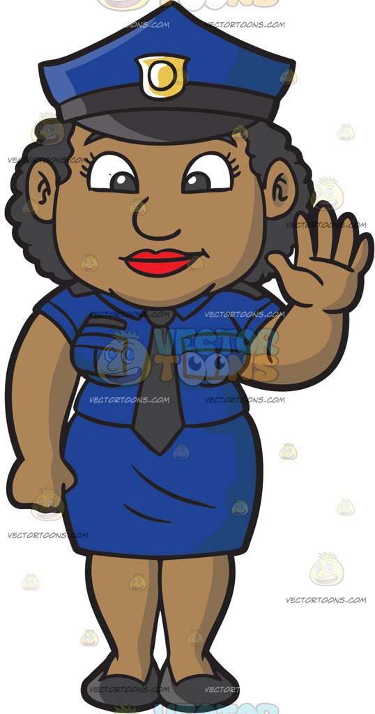 538x1024 A Friendly Black Female Police Officer Cartoon Clipart Vector
