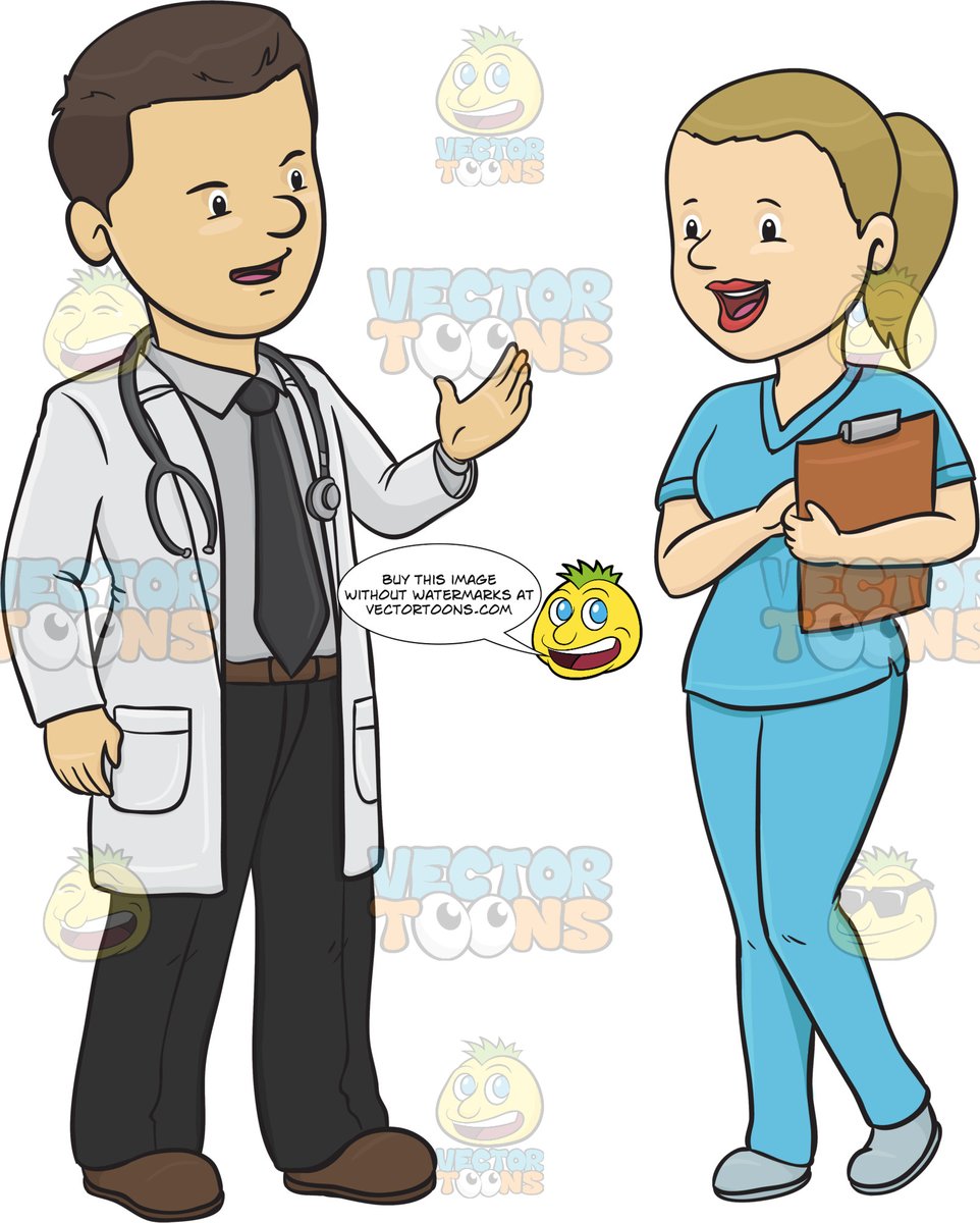 962x1200 Male Doctor Speaking To A Female Nurse Clipart Cartoons