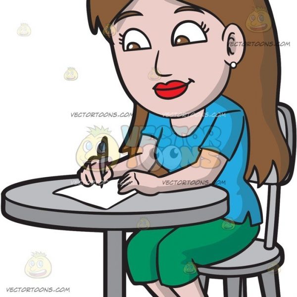 600x600 A Woman Writing A Letter Clipart