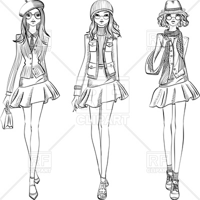 400x400 Sketch Of Beautiful Fashion Girls Top Models Vector Image