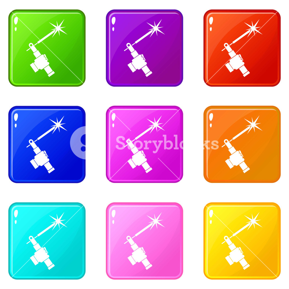 1000x1000 Mig Welding Torch In Hand Icons Of Color Set Isolated Vector