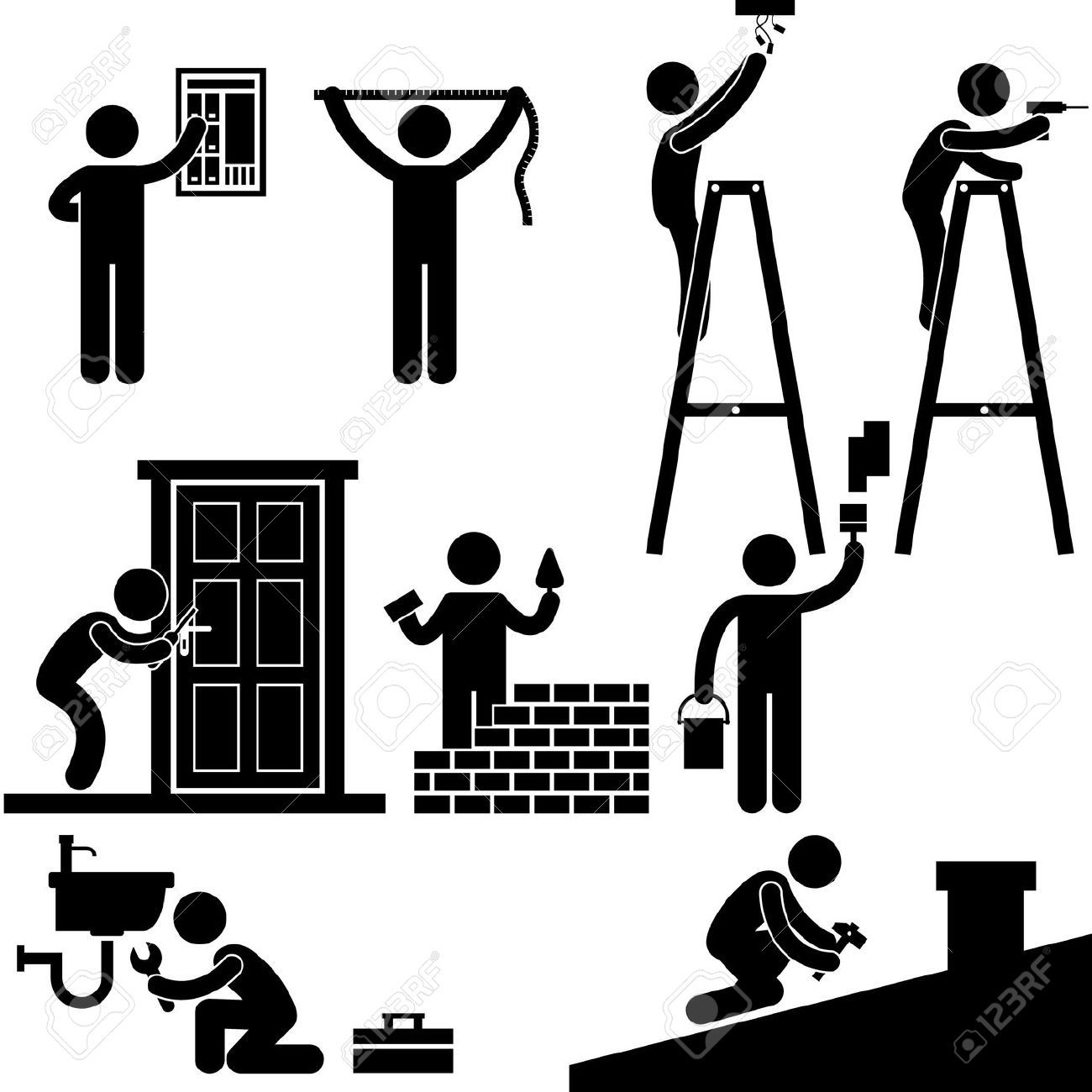 1300x1300 Stock Vector Cartoon Home Repair, Construction Worker