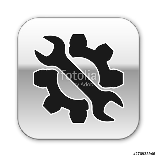 500x500 Black Wrench And Gear Icon Isolated On White Background Adjusting