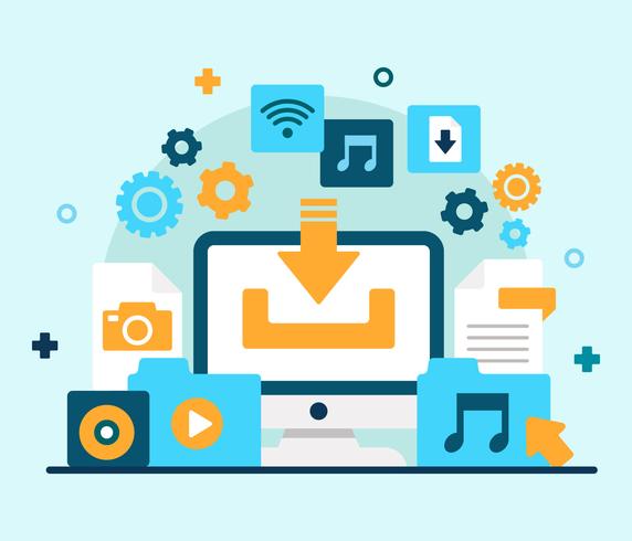 572x490 Desktop With Torrent Element Concept Vector