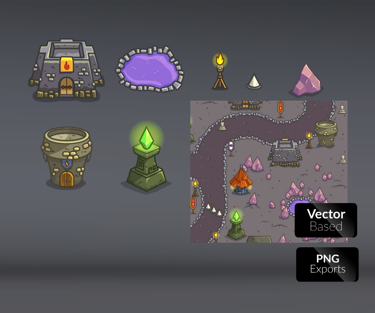 Top Down Tower Defense Dungeon Set 1200x1000 Top Down Tower Defense Dungeon Set