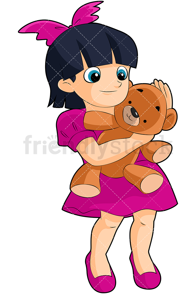 Little Girl Hugging Teddy Bear Cartoon Vector Clipart 800x1200 Little Girl Hugging Teddy Bear Cartoon Vector Clipart
