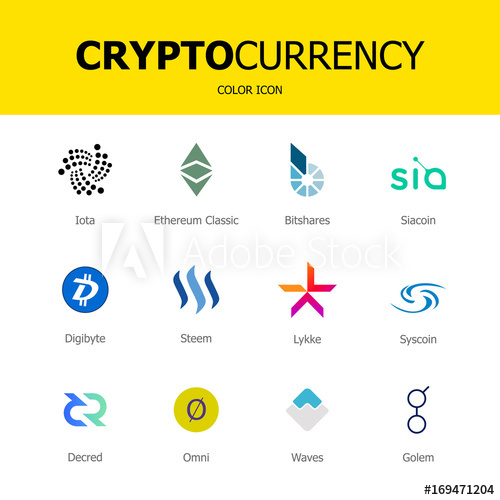 500x500 Cryptocurrency Blockchans Set Of Virtual Currency Vector