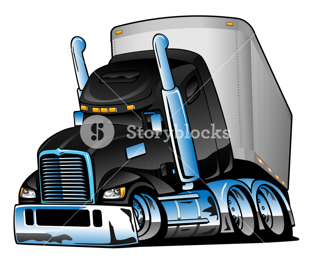 Semi Truck With Trailer Cartoon Vector Illustration Royalty Free 1000x857 Semi Truck With Trailer Cartoon Vector Illustration Royalty Free