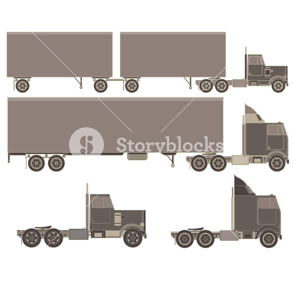 Vector Cargo Trucks With Trailers Fast Service Delivery Of Goods 1000x1000 Vector Cargo Trucks With Trailers Fast Service Delivery Of Goods