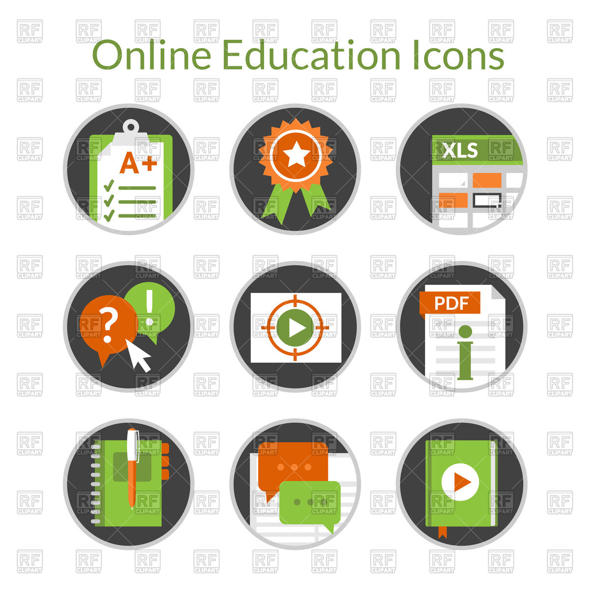 Set Of Flat Icons Of E Learning And Distance Education Vector 1200x1200 Set Of Flat Icons Of E Learning And Distance Education Vector