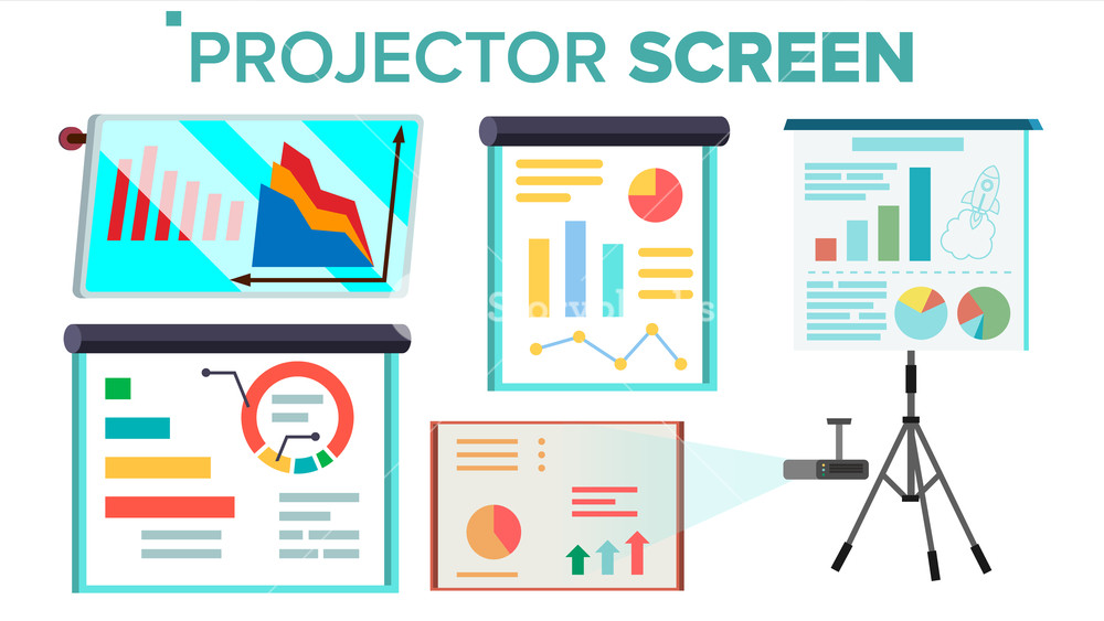 Projector Screen Set Vector Presentation With Graph Whiteboard 1000x563 Projector Screen Set Vector Presentation With Graph Whiteboard