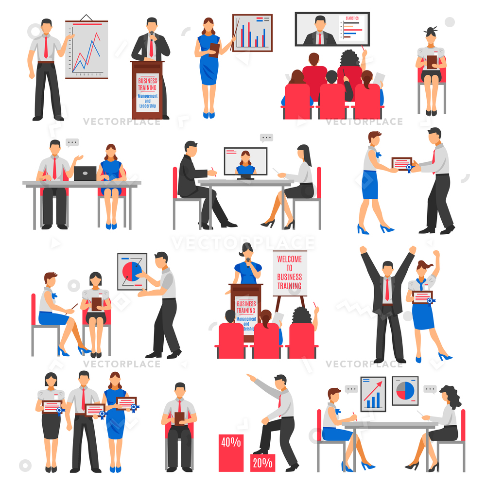 Business Training Set Consulting Service Briefing Vector 1000x1000 Business Training Set Consulting Service Briefing Vector