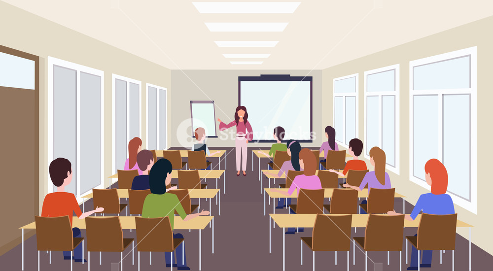 Group Of Students Listening Female Teacher Training Presentation 1000x550 Group Of Students Listening Female Teacher Training Presentation