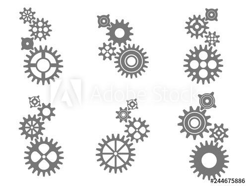 500x375 Gear Icon Set Vector Transmission Cog Wheels Isolated On White