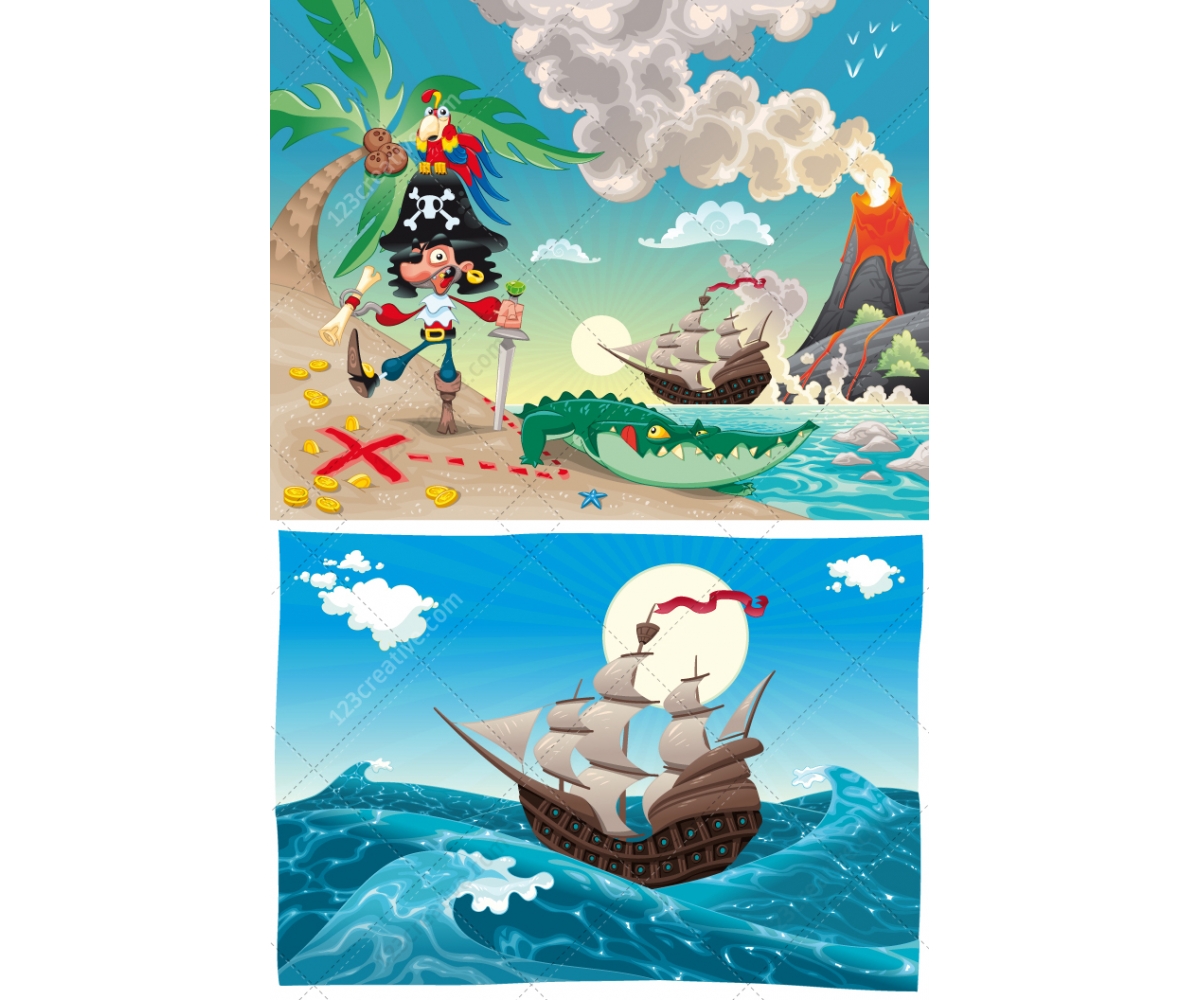 1200x1000 Pirate Adventure Vector Illustration