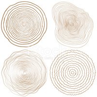 200x200 Vector Tree Rings Background And Saw Cut Tree Trunk Stock Vectors