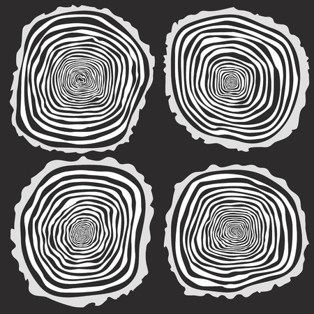 450x450 Set Of Four Vector Tree Rings Background And Saw Cut Tree Trunk