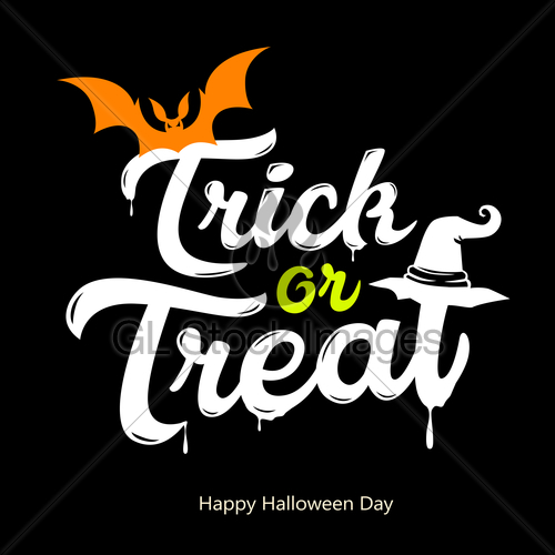 500x500 Vector Trick Or Treat White Message Design Happy Hallowee Gl