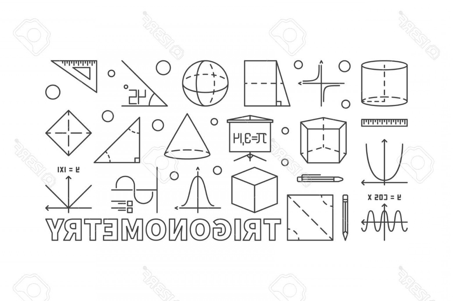 1560x1039 Photostock Vector Trigonometry And Math Minimal Illustration