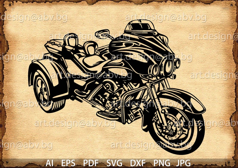 794x561 Vector Trike Motorcycle Pdf Png Dxf Etsy