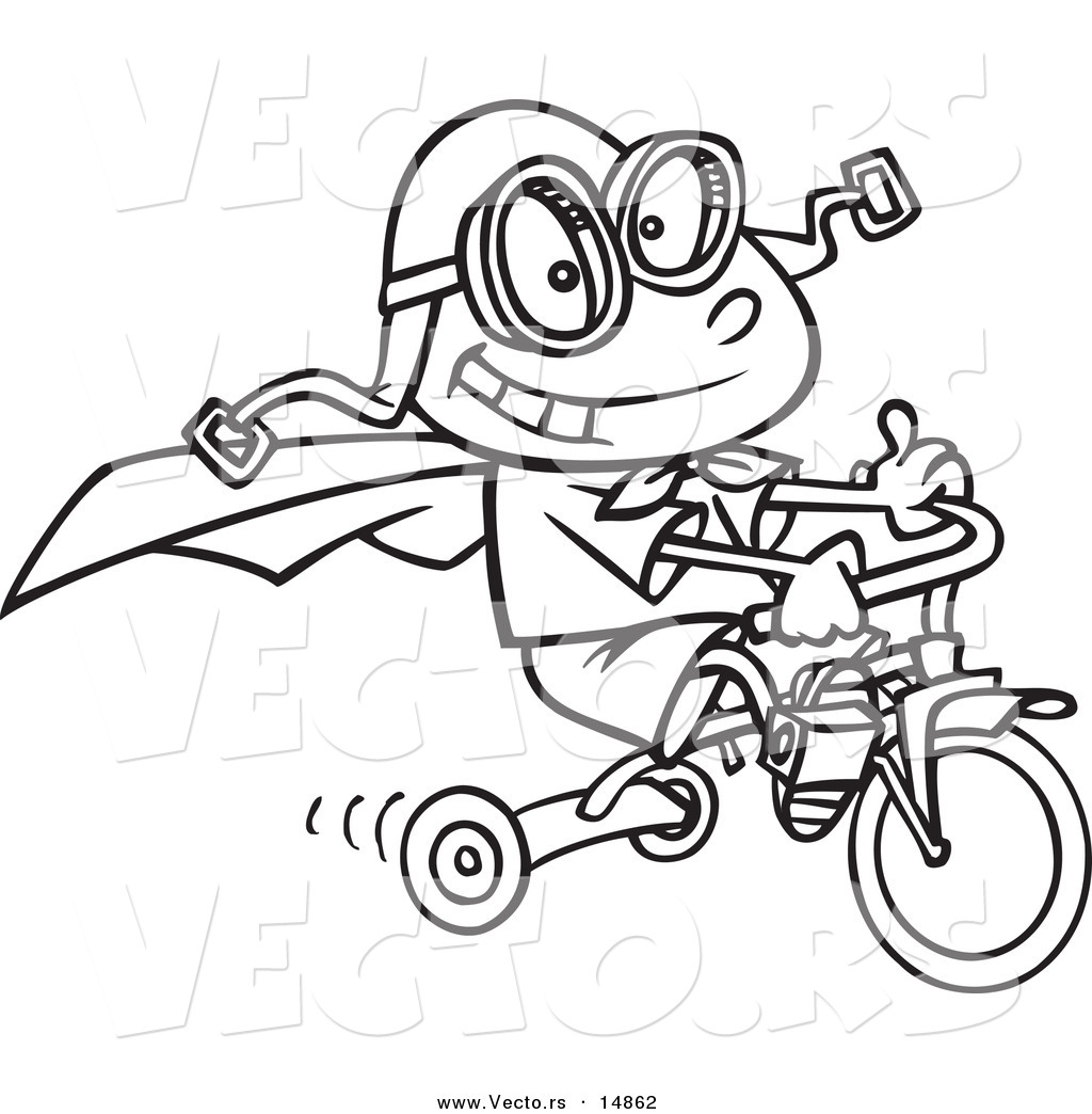 1024x1044 Vector Of A Cartoon Boy Wearing A Cape And Goggles While Riding