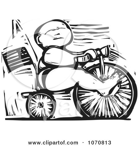 450x470 Clipart Woodcut Baby Riding A Trike