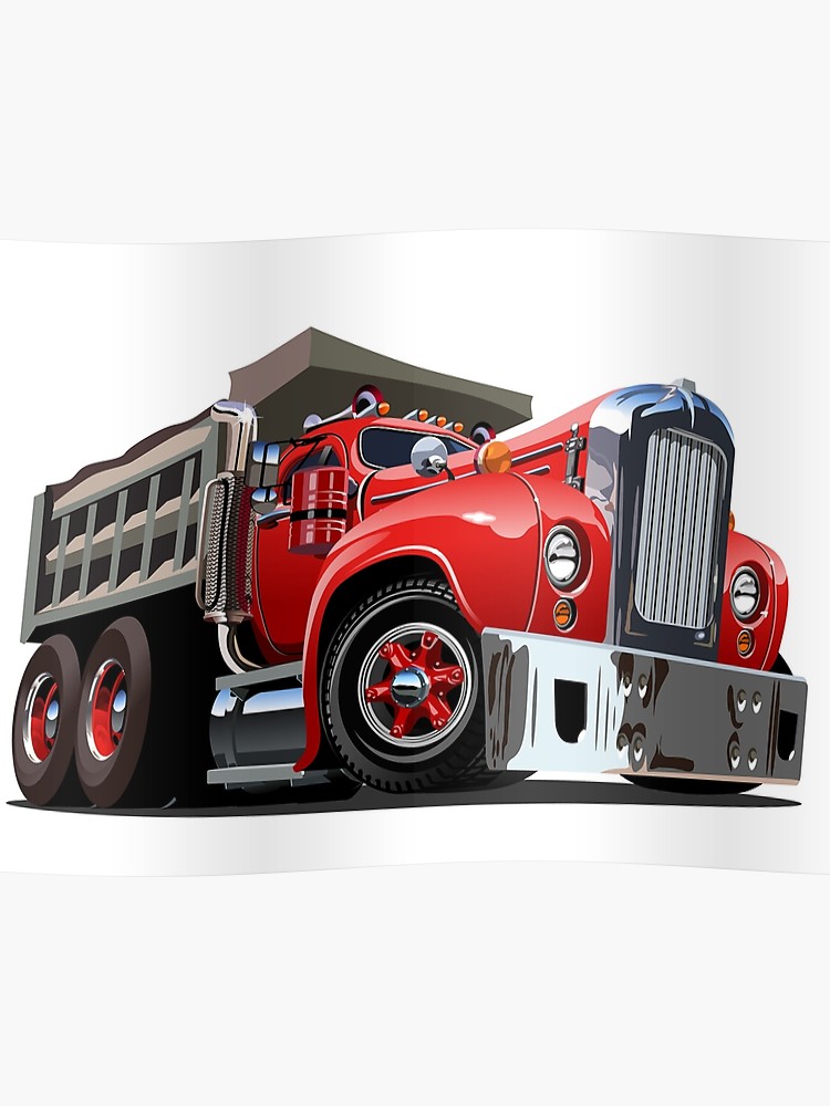 750x1000 Vector Cartoon Retro Dump Truck Poster