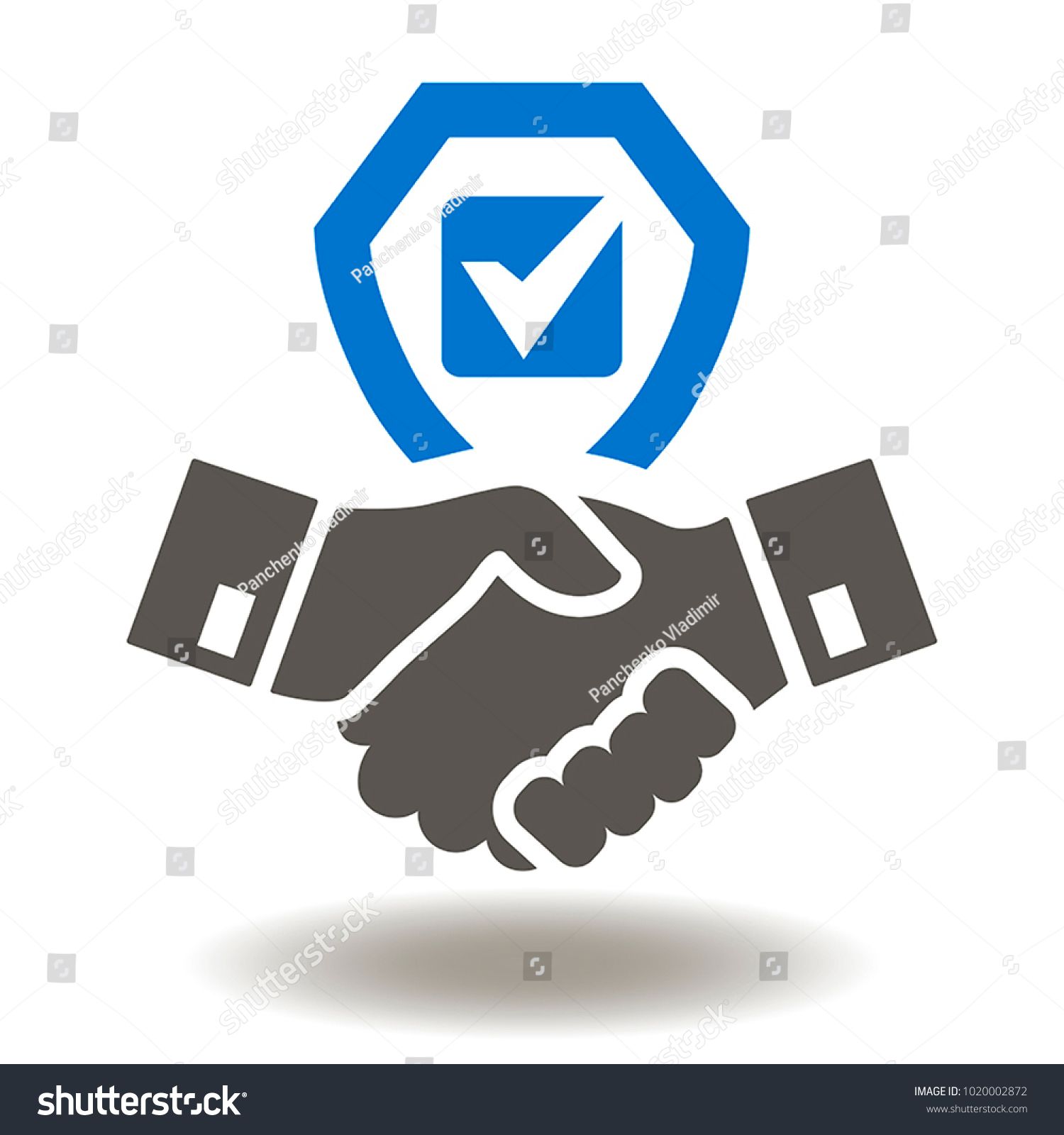 1500x1600 Handshake Shield Check Mark Icon Vector Trust Commitment Business