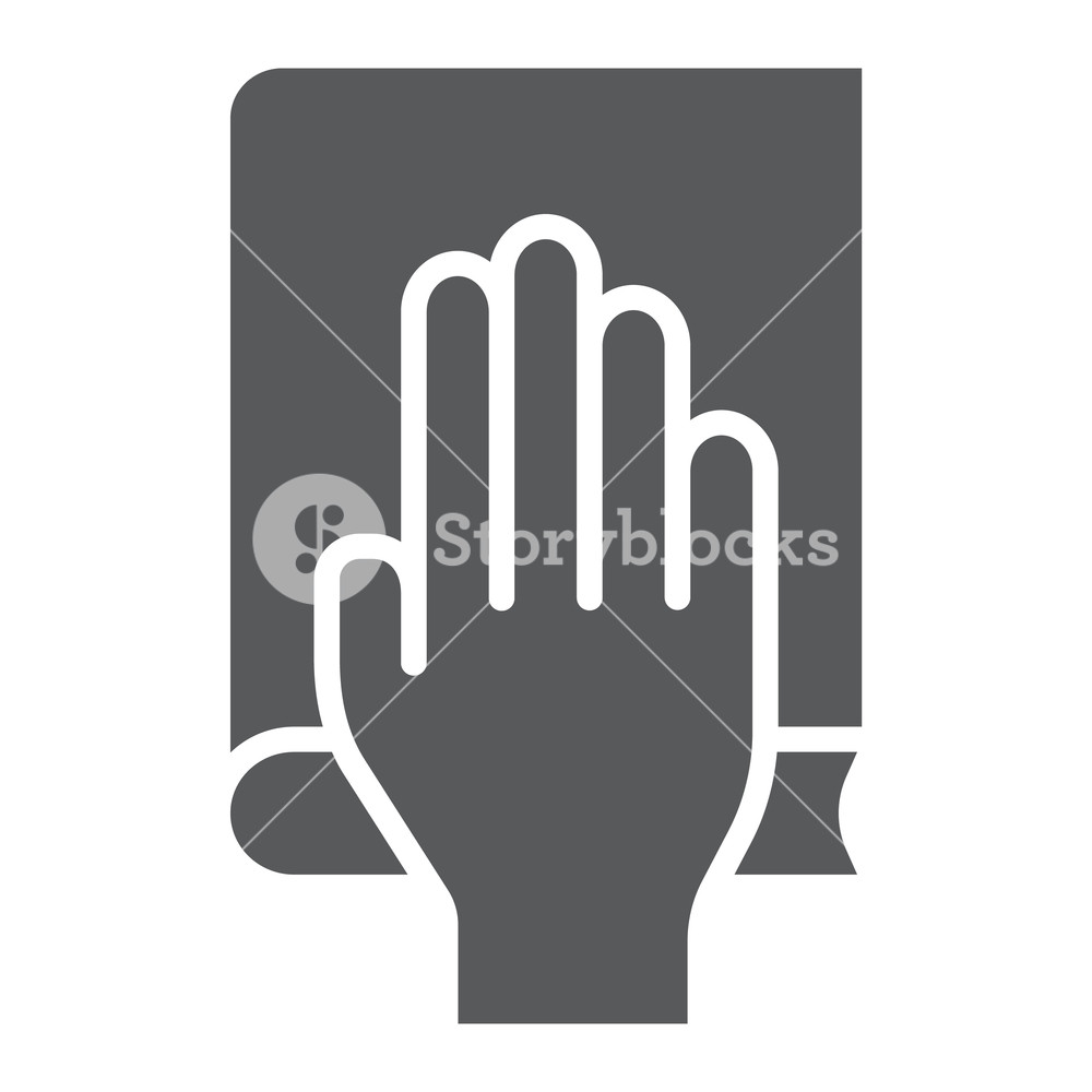 1000x1000 Honestly Glyph Icon, Truth And Trust, Palm On Book Sign, Vector