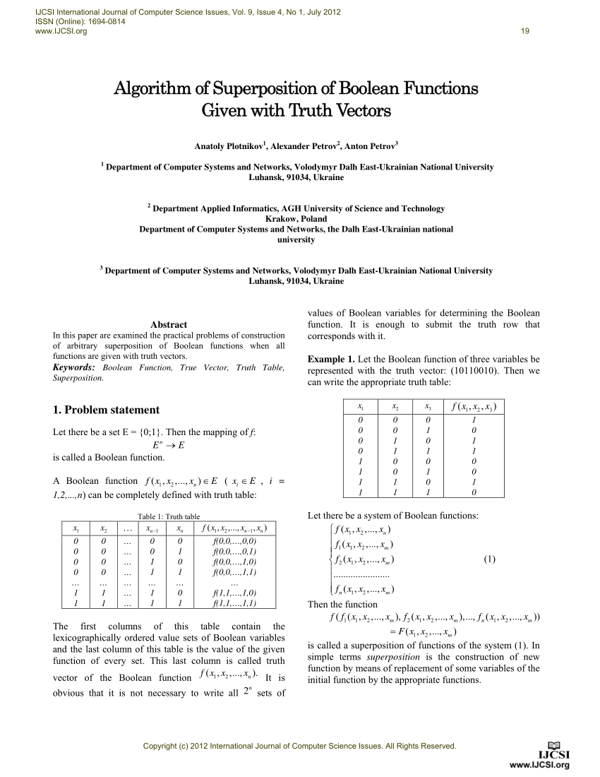 850x1100 Pdf Algorithm Of Superposition Of Boolean Functions Given