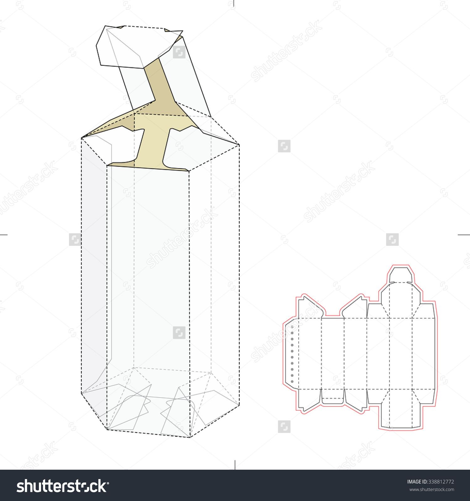 1500x1600 Hexagonal Tube Empty Tube Box With Die Cut Template Stock Vector