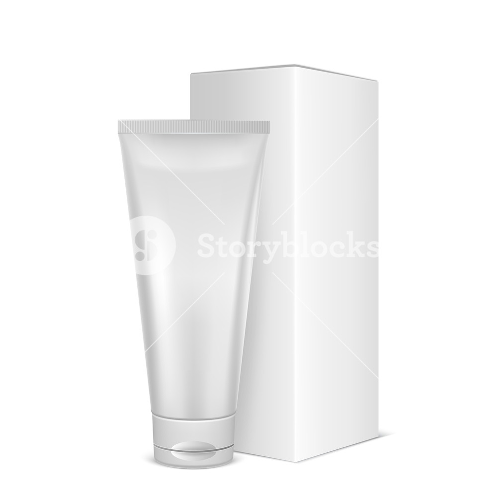 1000x1000 Vector Realistic White Blank Plastic Closed Cosmetic Tube Icon