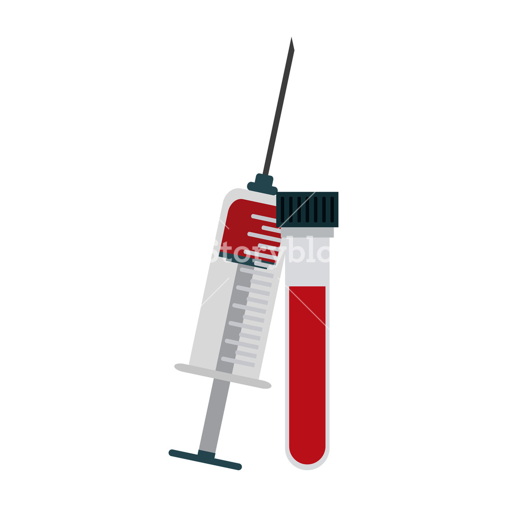 1000x1000 Blood Test Tubes Syringe And Test Tube Vector Illustration Graphic
