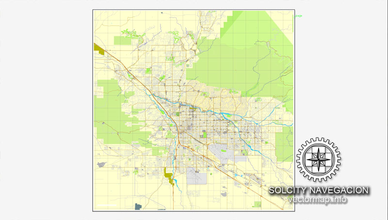 Tucson, Arizona, Us Printable Vector Street City Plan Map, Full 800x454 Tucson, Arizona, Us Printable Vector Street City Plan Map, Full