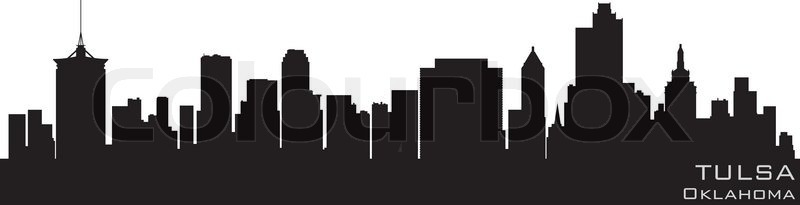 800x205 Tulsa, Oklahoma Skyline Detailed Stock Vector Colourbox
