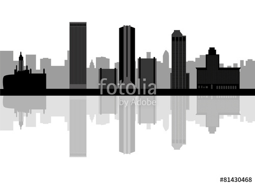 500x364 Tulsa, Oklahoma Skyline Detailed Vector Silhouette Stock Image