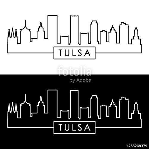 500x500 Tulsa City Skyline Linear Style Editable Vector File Stock