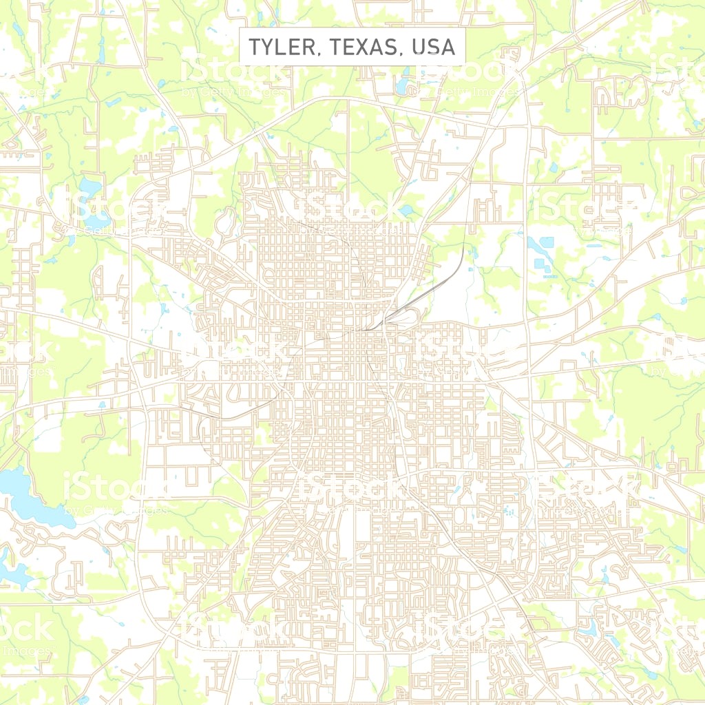 1024x1024 City Map Of Tyler Texas Blue