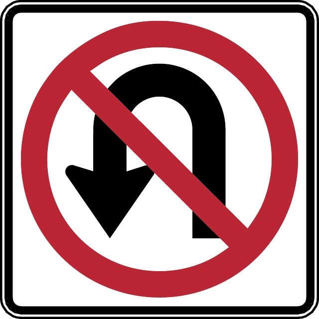 640x640 No U Turn Vector Sign
