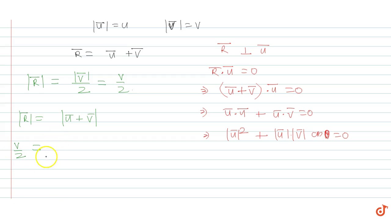 1280x720 The Resultant Of Two Vectors U And V Is Perpendicular