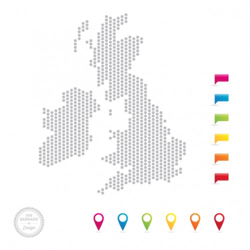 500x500 Free Uk Map Vector In Dots And Icon Pointers Ian Barnard